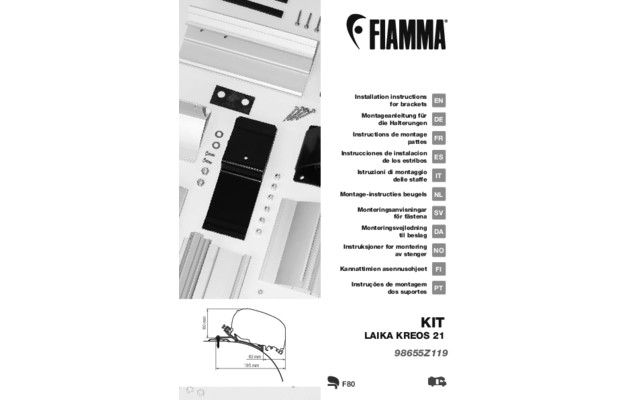 Fiamma Kit Laika Kreos 21 Adattatore Per Fiamma F80/F65 3 Fiamma Kit Laika Kreos 21 Adattatore Per Fiamma F80/F65