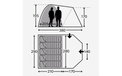 Tenda A Cupola Kampa Brighton 5 Grigio