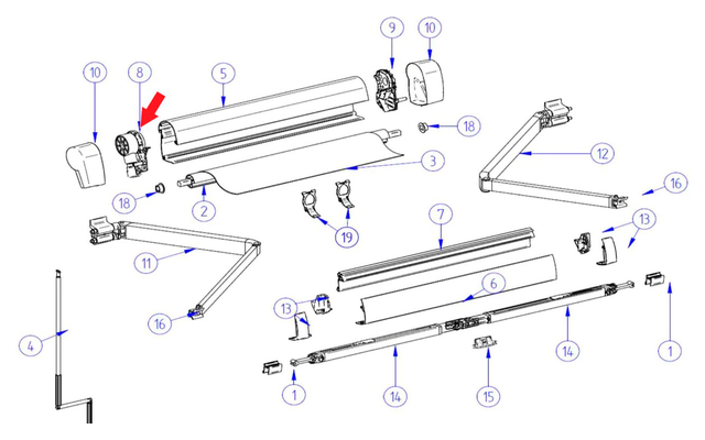 Thule Piastra Terminale Sinistra + Gruppo Ingranaggi T5 3 Thule Piastra Terminale Sinistra + Gruppo Ingranaggi T5